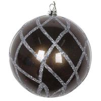Vickerman 6" Pewter Candy Glitter Net Ball Ornament (2 pack)