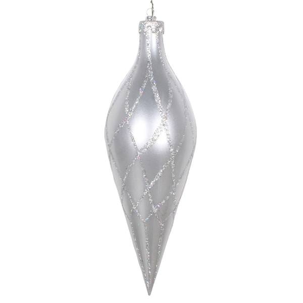 12" Silver Glitter Net Finial Ornament