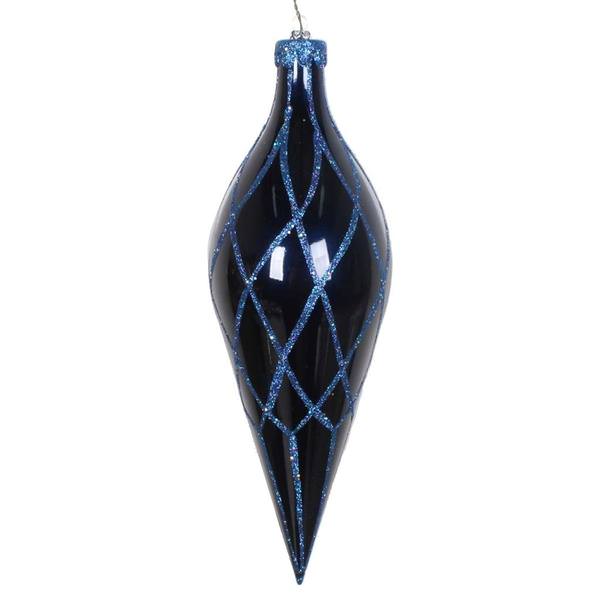 12" Midnight Blue Glitter Net Finial Ornament