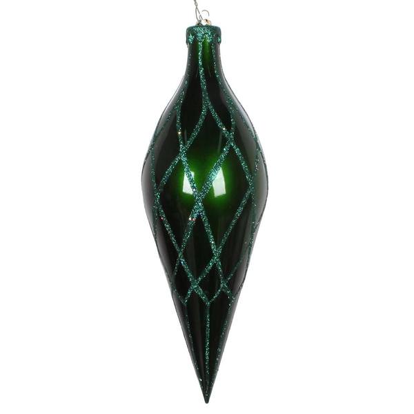 12" Emerald Glitter Net Finial Ornament