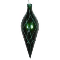Vickerman 12" Emerald Glitter Net Finial Ornament