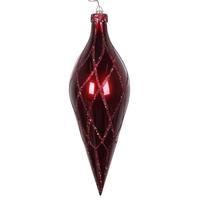 Vickerman 12" Burgundy Glitter Net Finial Ornament