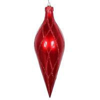 Vickerman 12" Red Glitter Net Finial Ornament
