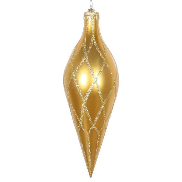 12" Gold Glitter Net Finial Ornament