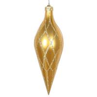 Vickerman 12" Gold Glitter Net Finial Ornament