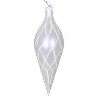 Vickerman 12" White Glitter Net Finial Ornament