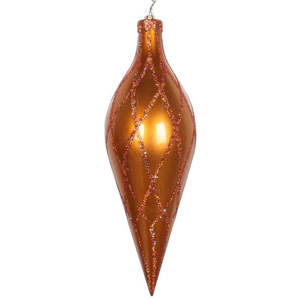 12" Copper Glitter Net Finial Ornament