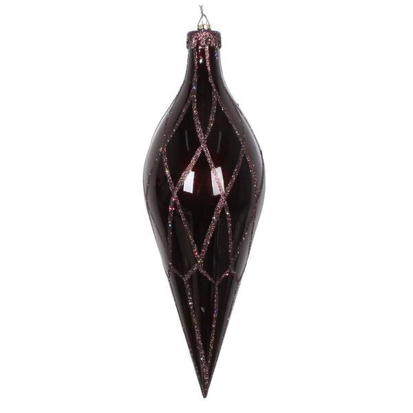 12" Chocolate Glitter Net Finial Ornament