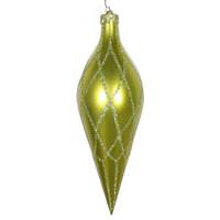 Vickerman 12" Lime Glitter Net Finial Ornament