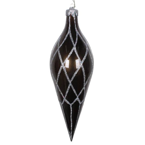 12" Pewter Glitter Net Finial Ornament
