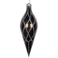 Vickerman 12" Pewter Glitter Net Finial Ornament