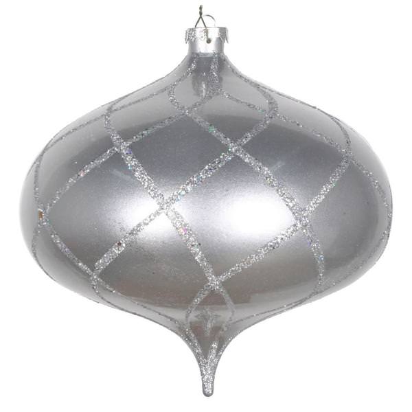 8" Silver Candy Glitter Net Onion Ornament