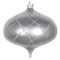 Vickerman 8" Silver Candy Glitter Net Onion Ornament