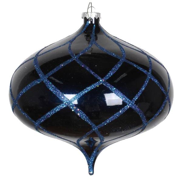 8" Midnight Blue Candy Glitter Net Onion Ornament