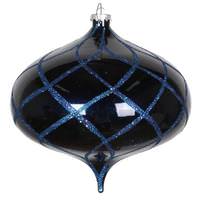 Vickerman 8" Midnight Blue Candy Glitter Net Onion Ornament