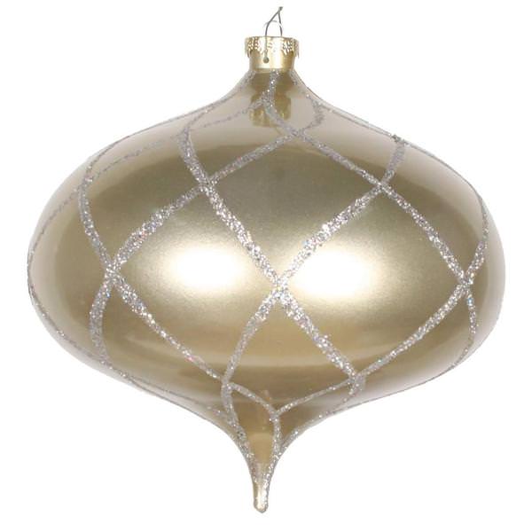 8" Champagne Candy Glitter Net Onion Ornament