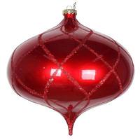 Vickerman 8" Red Candy Glitter Net Onion Ornament