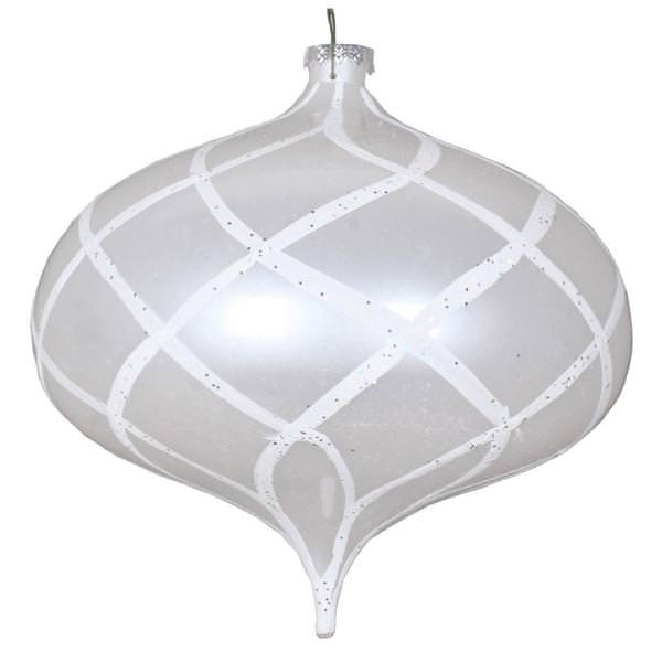8" White Candy Glitter Net Onion Ornament
