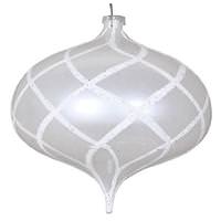 Vickerman 8" White Candy Glitter Net Onion Ornament
