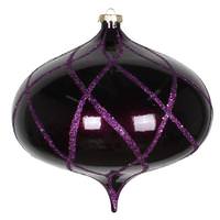 Vickerman 8" Plum Candy Glitter Net Onion Ornament