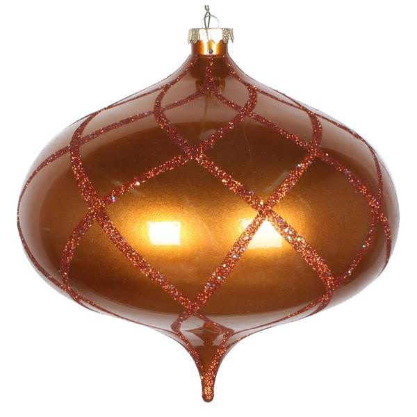 8" Copper Candy Glitter Net Onion Ornament