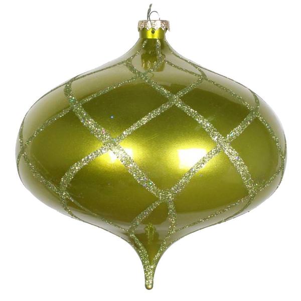 8" Lime Candy Glitter Net Onion Ornament