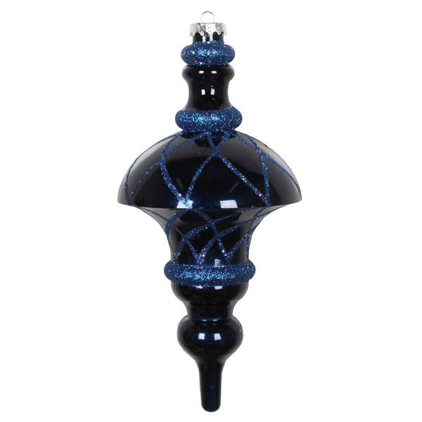 10" Midnight Blue Candy Glitter Net Top Finial Ornament