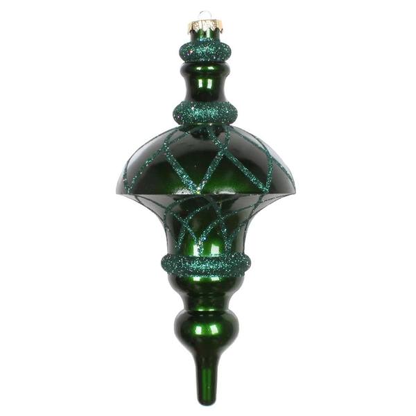 10" Emerald Candy Glitter Net Top Finial Ornament