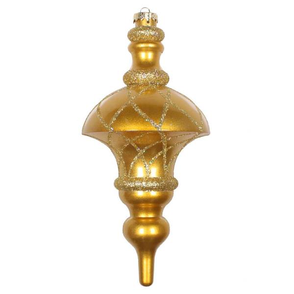 10" Gold Candy Glitter Net Top Finial Ornament