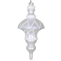 Vickerman 10" White Candy Glitter Net Top Finial Ornament