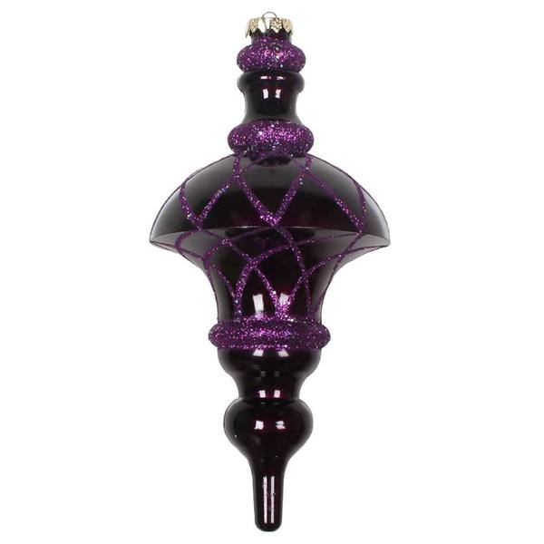 10" Plum Candy Glitter Net Top Finial Ornament