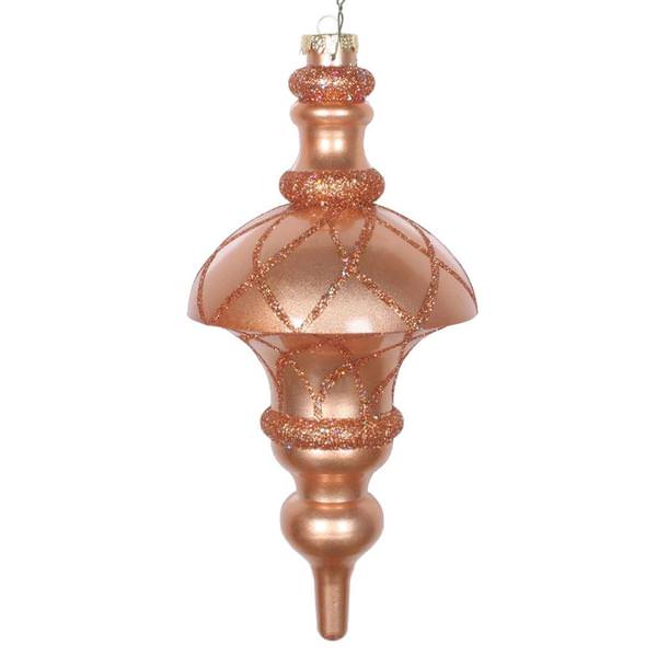 10" Rose Gold Candy Glitter Net Top Finial Ornament