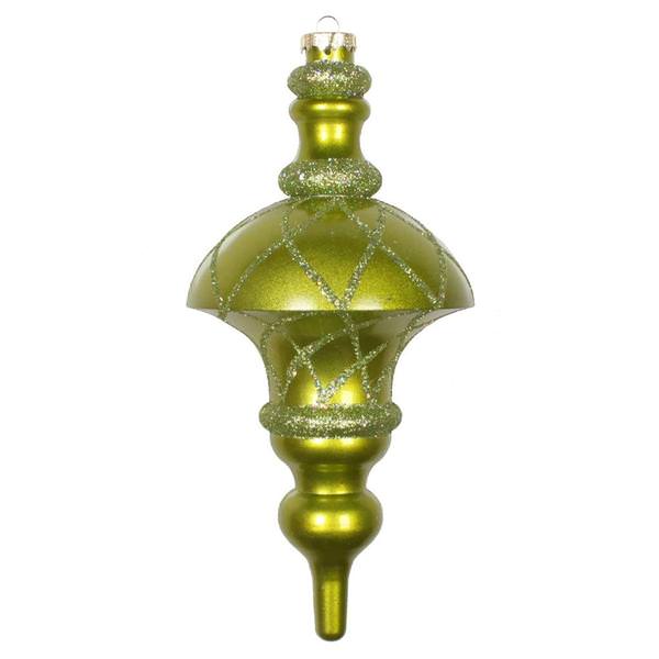 10" Lime Candy Glitter Net Top Finial Ornament