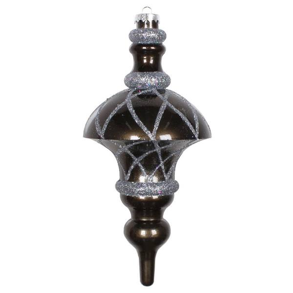 10" Pewter Candy Glitter Net Top Finial Ornament