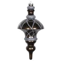 Vickerman 10" Pewter Candy Glitter Net Top Finial Ornament