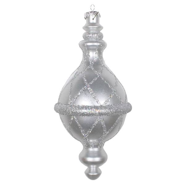 10" Silver Candy Glitter Net Drop Ornament
