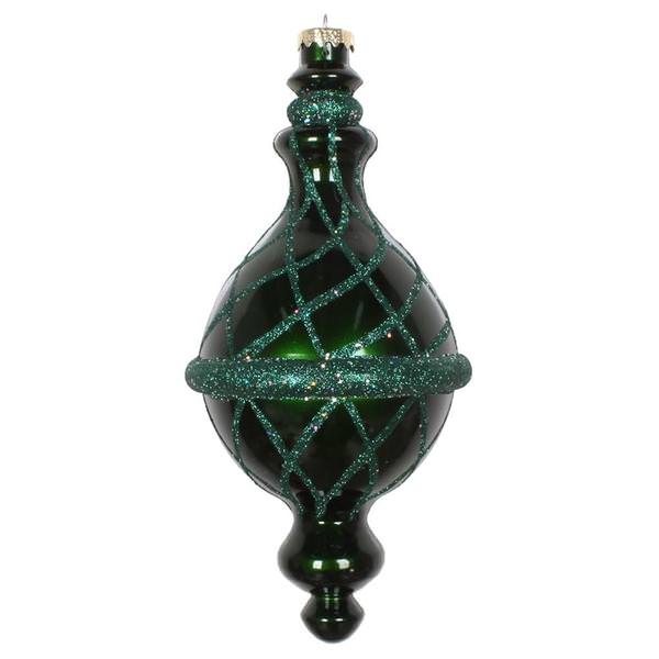 10" Emerald Candy Glitter Net Drop Ornament