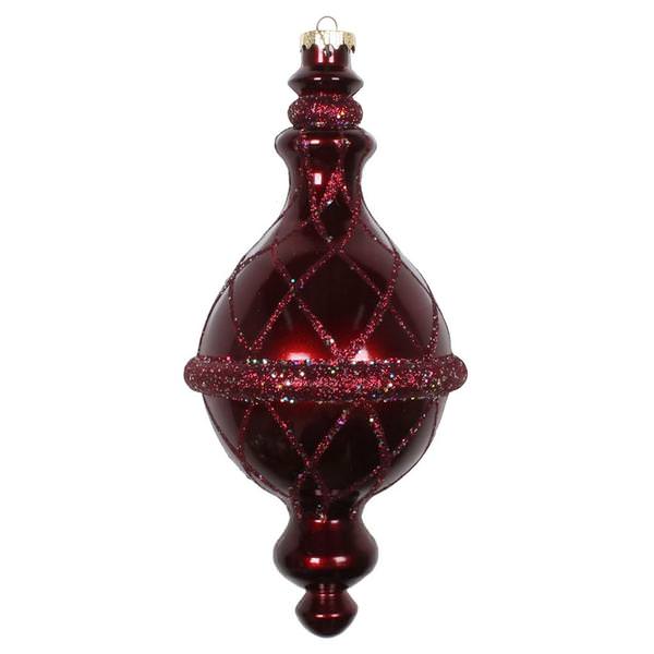 10" Burgundy Candy Glitter Net Drop Ornament