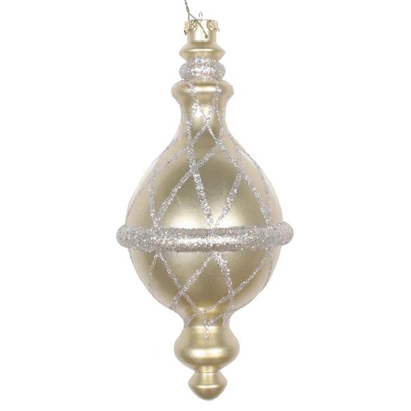 10" Champagne Candy Glitter Net Drop Ornament