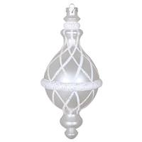 Vickerman 10" White Candy Glitter Net Drop Ornament