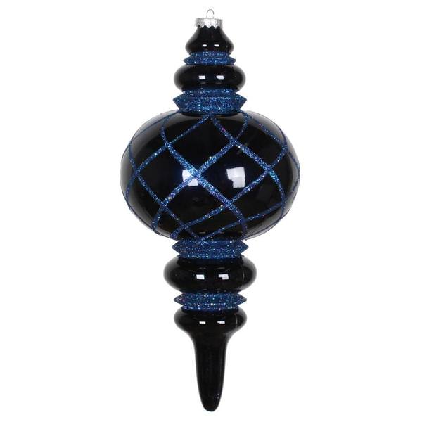 13" Midnight Blue Candy Glitter Net Finial Ornament