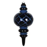 Vickerman 13" Midnight Blue Candy Glitter Net Finial Ornament