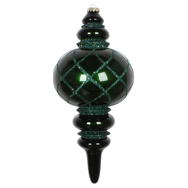 13" Emerald Candy Glitter Net Finial Ornament