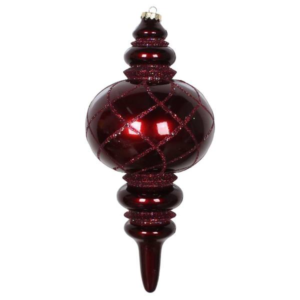 13" Burgundy Candy Glitter Net Finial Ornament
