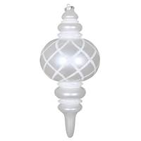 Vickerman 13" White Candy Glitter Net Finial Ornament