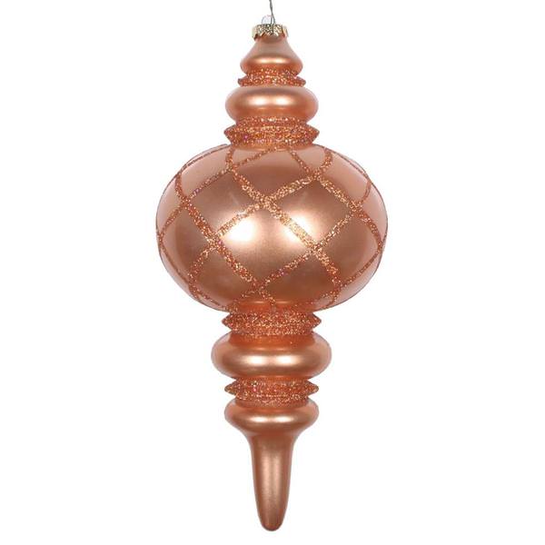 13" Rose Gold Candy Glitter Net Finial Ornament