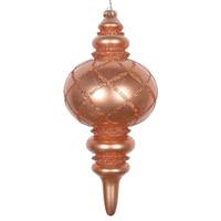 View 13" Rose Gold Candy Glitter Net Finial Ornament
