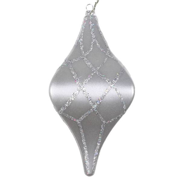 8" Silver Candy Glitter Net Drop Ornament