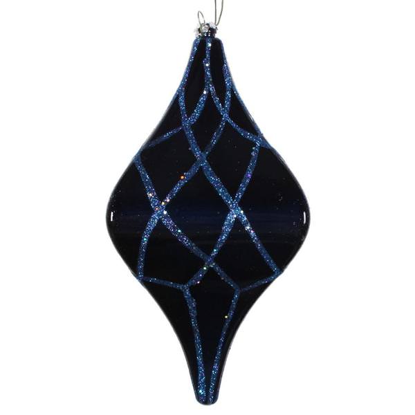 8" Midnight Blue Candy Glitter Net Drop Ornament