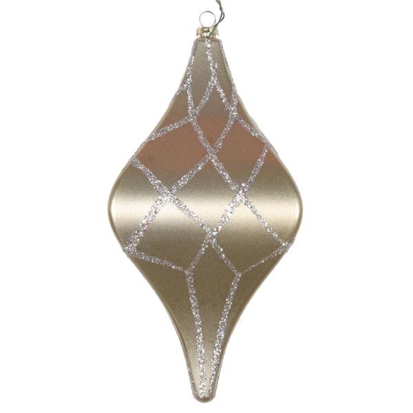 8" Champagne Candy Glitter Net Drop Ornament